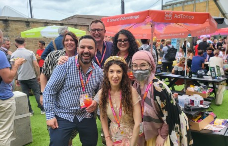 Team AdTonos (Lisa Stevenson, Paul Smith, Paul Cranwell, Nida El Amraoui, and Elizabeth C Teixeira) with Emma Raz from NumberEight at MADFest