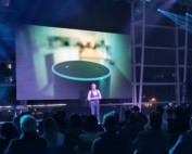 Michal Marcinik presenting at the YoursTruly Product Launch