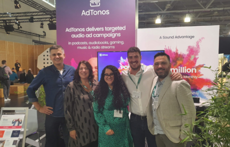 Team AdTonos (Michal Marcinik, Lisa Stevenson, Nida El Amraoui, Tony Moustakelis, and Paul Smith) at DMEXCO