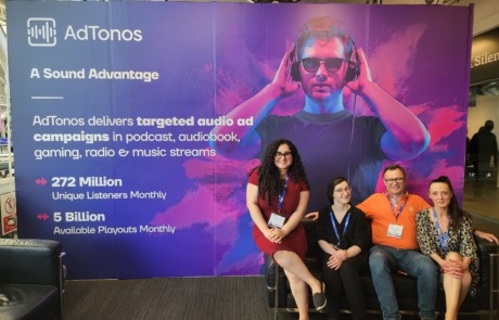 Team AdTonos (Nida El Amraoui, Elizabeth C Teixeira, Paul Cranwell, and Kasia Bargielska) at The Podcast Show
